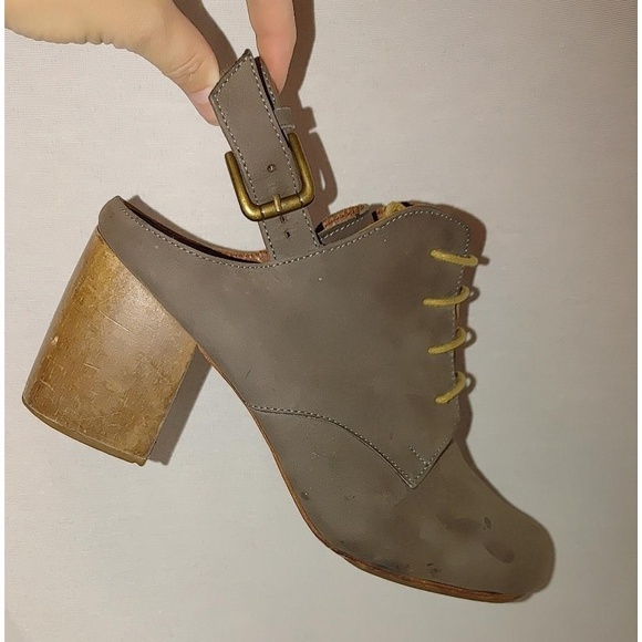 Rachel Comey Lace Up Sling Back Leather Wooden Block Heel Round Toe Mule 8.5 - Picture 1 of 14